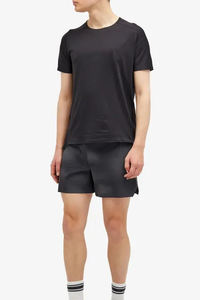 Pantalones cortos ligeros para correr de poliéster 100%, transpirables, cómodos, negros, con patrón sólido, cintura elástica, aberturas laterales, Digital - Product Image 4