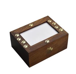 Handcrafted <b>Pet</b> <b>Urn</b> for Dogs <b>Ashes</b> Photo Frame Wooden Box <b>Urn</b> for <b>Ashes</b> Rosewood Brass Paws Inlaid Cremation <b>Pet</b> <b>Urns</b> - Product Image 4