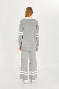 Conjunto de Dos Piezas de Punto de Alta Calidad para Mujer, con Cierre, Estilo Holgado, Informal, para Oficina, Suéter y Pantalones - Product Image 5