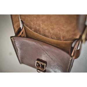 Handstitched Walnut Brown <b>Mini</b> <b>Crossbody</b> <b>Bag</b> Full Grain Genuine Leather Zipper Closure Simple Shoulder <b>Bag</b> for Christmas - Product Image 2