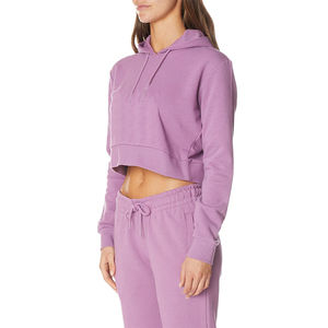 Sudadera con capucha con logotipo personalizado informal 2025 para mujer, Top corto de talla de bloque de Color, Sudadera corta de invierno con manga cruzada - Product Image 2