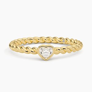 Bague de mariage artisanale en or jaune 18 carats avec diamant de laboratoire en forme de cœur pour femme, vente en gros d'usine - Product Image 1
