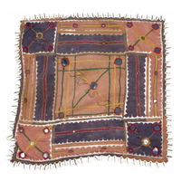 Patch en tissu de coton fait main avec broderie vintage indienne et travail de miroir, pour robe, style indien, miroir Kutch, tribal, bohème