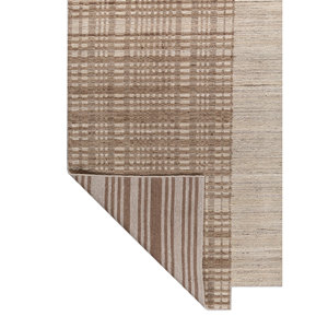 Alfombra de Lana Tejida a Mano con Diseño de Contornos en Color Marfil, Rectangular, Abstracta y a Rayas, para Sala de Estar, Pasillo o Entrada - Hwl-449 - Product Image 5