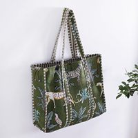 Tas jinjing katun cetak cantik untuk wanita tas perjalanan selimut buatan tangan India tas belanja bahu portabel