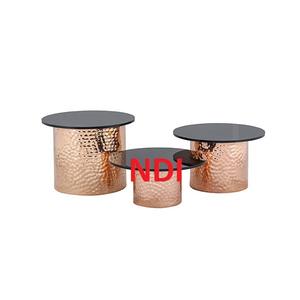 Hammered Design Copper Plated Decorative Cup <b>Cake</b> <b>Server</b> Stand With Marble Top Set Of Three For Hotel Tableware Decoration Usage - Product Image 1