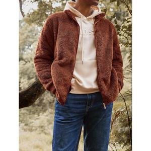 Best Sale High Quality Customized Reversible Waterproof Winter Streetwear <b>Sherpa</b> Fleece Canvas <b>Jacket</b> with Stand Collar <b>for</b> <b>Men</b> - Product Image 4