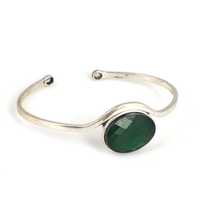 Bracelet en argent sterling 925 avec pierres de zircon vertes, élégants bracelets pour femmes