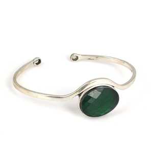 925 Sterling <b>Silver</b> Fashion <b>Bracelet</b> with Green Zircon Stones Elegant <b>Bangles</b> for Women - Product Image 1