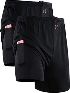 PANTALONS COURTS PAS CHER de haute qualité pour hommes Sports NELEUS Short de course 2 en 1 pour hommes avec poches de doublure - Product Image 4