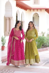Conjunto de Dupatta de Georgette Sintética para Mujer, Ideal para Fiestas, Bodas y Diwali, Apto para Todas las Temporadas - Product Image 2