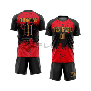 Maillot de football imprimé par transfert de chaleur 100% polyester personnalisé + ensemble de shorts maillots de football unisexes à séchage rapide toutes saisons - Product Image 2