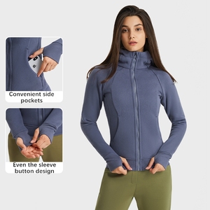 Veste de sport pour femme avec logo personnalisé Hoosie, vêtements de sport, veste de course, sweat-shirt à capuche épais avec fermeture éclair intégrale, tissu respirant 100% coton - Product Image 5