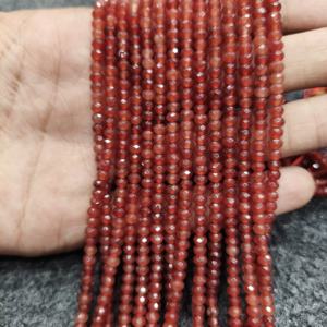 Collier en perles de cornaline naturelle 4 mm, perles de cornaline facettées, fermoir en argent sterling - Product Image 2