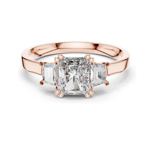 Bague à trois pierres en diamant de laboratoire taille princesse 1,40 carat pour femme, clarté VVS-VS EF, or 18 carats, 14 carats, 10 carats et argent 925, rose - Product Image 3