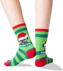 Calcetines divertidos y festivos de Navidad y hasta la rodilla Patrones de vacaciones impresos con logotipo inferior - Product Image 3