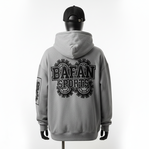 Premium quality <b>men</b> hoodie 320 GSM soft <b>fleece</b> fabric in <b>grey</b> color with embroidery custom logo oversized fit Basics Hoodie - Product Image 4