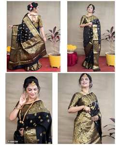 Saree en soie Banarasi souple avec tissage Zari intégral et Rich Pallu Meenakari pour les occasions de fête - Product Image 3