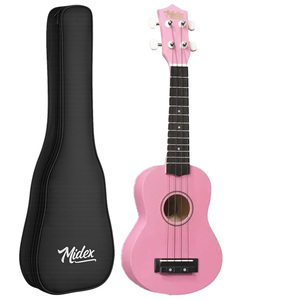 Kit de ukelele soprano rosa de 21 pulgadas con soporte de pared, funda, correa, púas y libro de métodos |   Midex UKX-901PK - Product Image 2