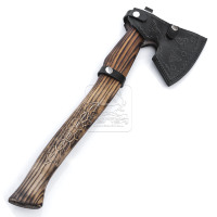 Hache Viking forgée à la main Damascus Deal DD-VikingAxe-102, Tomahawk des Nordmen, pour le camping et la chasse, manche en bois, hache de 12 pouces en acier chromé