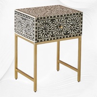 Console en os incrusté, table de meubles en os incrusté faite à la main