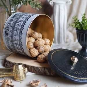 Vintage Cityscapes Illustration Metal round Canister Knob Handle 175x130mm Food Storage & Container - Product Image 1