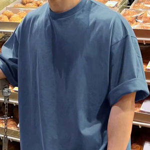 Camiseta de algodón extragrande personalizada al por mayor, camiseta de manga corta de algodón bordada Retro Vintage de verano - Product Image 1