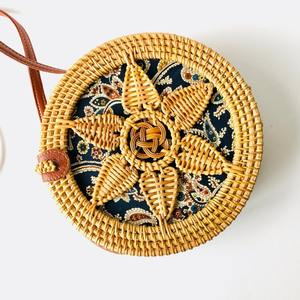 กระเป๋าสานมือลายขวางลำตัว,กระเป๋าหวายทรงกลมสานโบฮีเมียนของขวัญวันครบรอบวันแม่ - Product Image 5