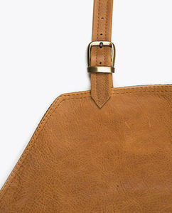 Tablier de travail en cuir pleine fleur artisanal avec doublure à motifs, bretelles réglables, tablier de protection robuste pour chef, barista - Product Image 3