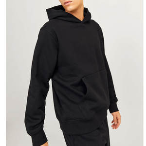 Sweat à capuche noir uni meilleurs vêtements personnalisés hommes unisexe sans ficelle vierge haute qualité sweats noirs unis sweat à capuche noir - Product Image 6