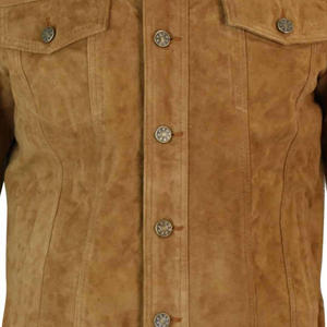 Premium Vintage Trucker Veste en cuir d'agneau véritable pour hommes Premium Suede Casual Wear avec col de chemise Plus Size Option - Product Image 5