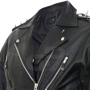 Vestes en cuir pour hommes Vêtements d'extérieur pour hommes Couleur unie Sports de plein air Veste en cuir à vendre - Product Image 5