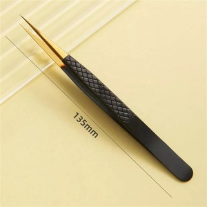 Black Stainless Steel Professional Eyelash Tweezers High Perfect Grip for Volume Eyelash Printing Extension Grafting Makeup - Product Image 5
