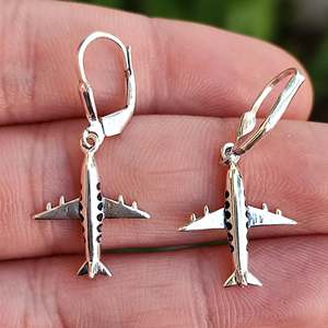 Pendientes de Plata de Ley 925 Hechos a Mano con Diseño de Avión, Colgantes, Dorados, para Mujer, Regalo de Navidad o Aniversario, Joyería de Plata - Product Image 6
