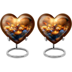 Urna de mariposa con flores para cenizas Urnas de 3 pulgadas Juego de 2 - Product Image 1