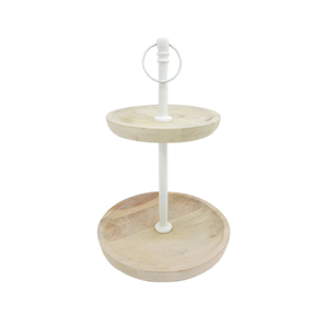 Grand Design 2 Niveaux En Bois Forme Ronde Gâteau Stand Brun Fini Pour Anniversaire Événement Fête Présentoir En Gros En Vrac - Product Image 1