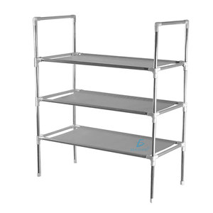 Scaffale Portascarpe a 3 Ripiani Facile da Montare, Adatto per Soggiorno, in Acciaio Inossidabile, Pieghevole, Design Funzionale - Product Image 1