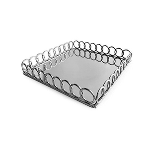 Plateau en aluminium et verre de qualité exclusive avec finition moderne, parfait pour les grands services de thé et les événements de mariage élégants - Product Image 2