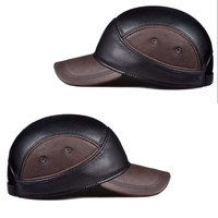 Casquette en cuir véritable pour homme, casquette plate d'hiver, chapeau chaud, casquette de baseball, chapeau en cuir de vachette vintage britannique