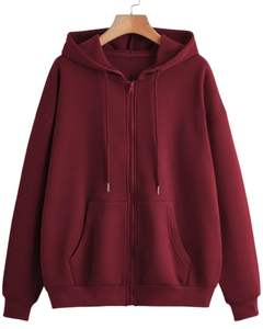 Sweat à capuche zippé marron pour femme, sweat-shirt à capuche décontracté surdimensionné, veste en polaire douce, streetwear d'hiver, mode - Product Image 1