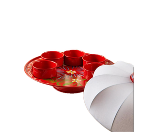 Bandejas Decorativas Metálicas al por Mayor, Diseño Moderno Pintado a Mano, Tapa con Acabado Rojo, Bandejas Decorativas para Bodas - Product Image 2