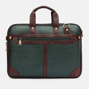 Sac à ordinateur portable vintage de luxe léger en cuir véritable bicolore vert pour hommes et femmes, 13,5 pouces, sacoche, bandoulière - Product Image 1