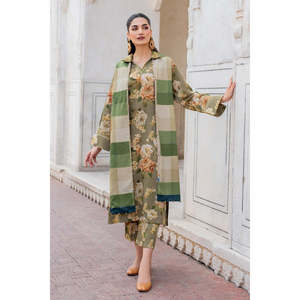 BAROUQE-3pcs Casual Crepe Collection KARANDI Printed Shirt Dupatta <b>Trousers</b>-BIC-2579 - Product Image 4