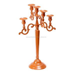 Candelabros de aluminio púrpura de cinco brazos Centro de mesa de Navidad de nuevo diseño para decoración de hogar y boda Portavelas de piso - Product Image 3