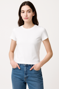 Camisetas de manga corta con cuello redondo para mujer personalizadas al por mayor, camisetas ajustadas informales ideales para entrenamientos - Product Image 5