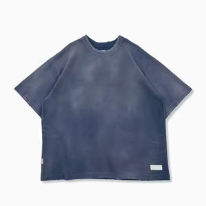 T-shirt surdimensionné lourd | T-shirt vieilli lavé à l'acide | Streetwear à col côtelé | Chemise personnalisée pour hommes de haute qualité - Product Image 2