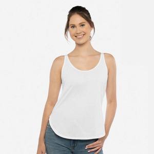 Débardeur fluide respirant pour femmes avec chemises sans manches à col rond à fente latérale blanc moyen - Product Image 1