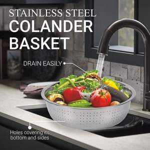 Passoire chinoise en acier inoxydable Poignée écologique au lave-vaisselle Design élégant pour la maison Hôtel Restaurant - Product Image 3