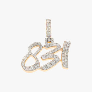 Colgante Unisex de Oro Amarillo de 10 Quilates y 5 Gramos, Estilo Hip Hop, con Diamantes Sintéticos (Creados en Laboratorio) de Corte Brillante de 0.64 Quilates, Personalizable, con Baño de Rodio - Product Image 3