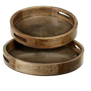 Plateau en bois de Style luxe décor de table décor de mariage de fête à la maison servant des plateaux ronds plateau de service à la main avec couleur personnalisée - Product Image 5